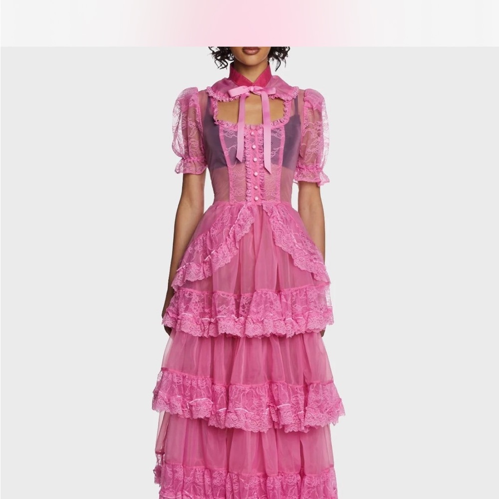 Dolls Kill Pink Ruffled Maxi Dress